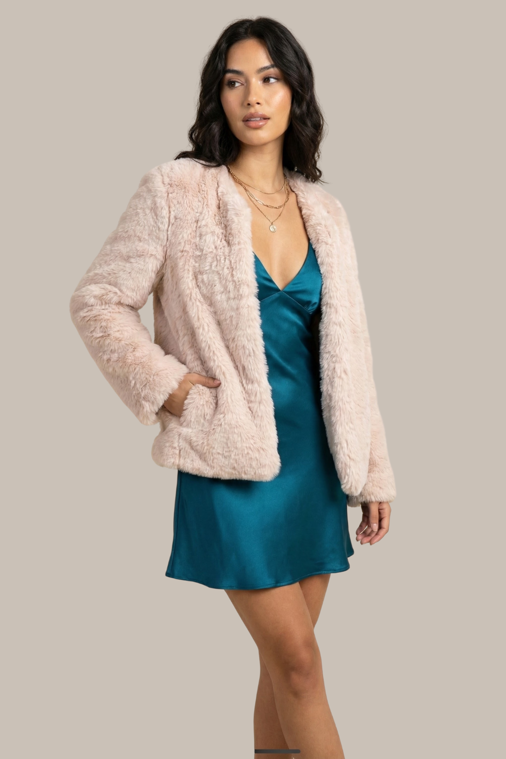 Silk Holiday V-Neck Mini Dress