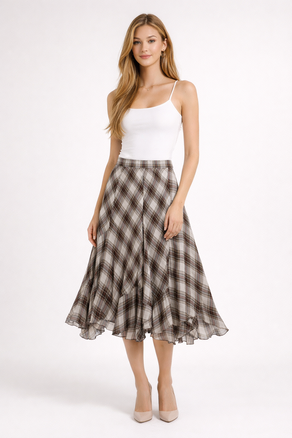 Plaid Midi Skirt
