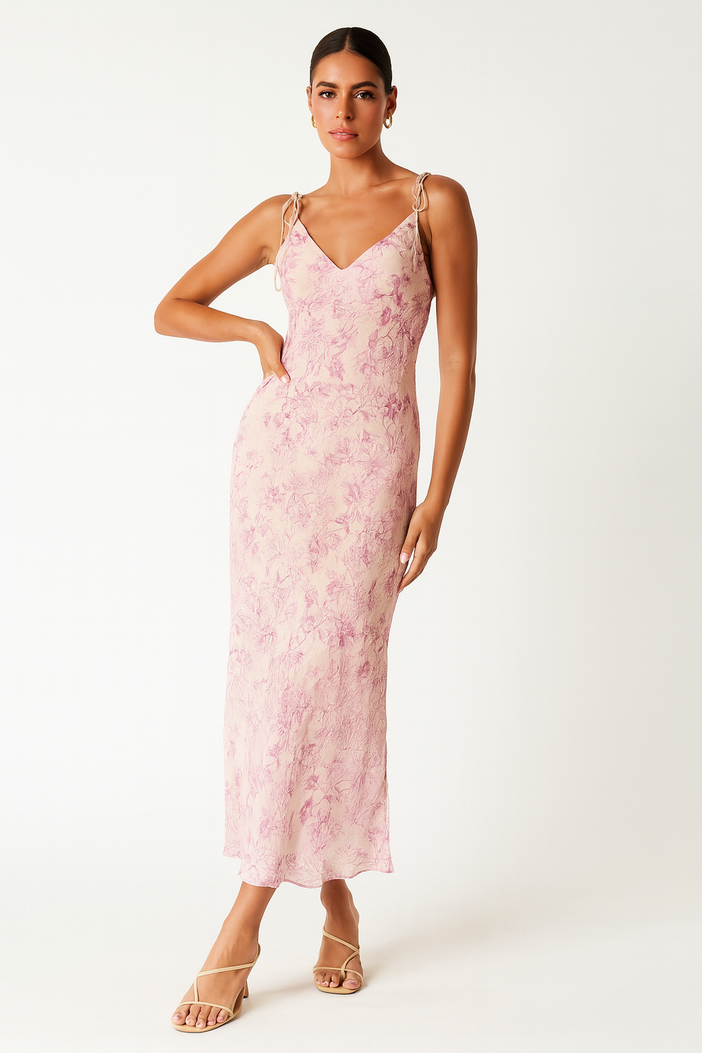 Pink Floral Tencel Maxi Dress