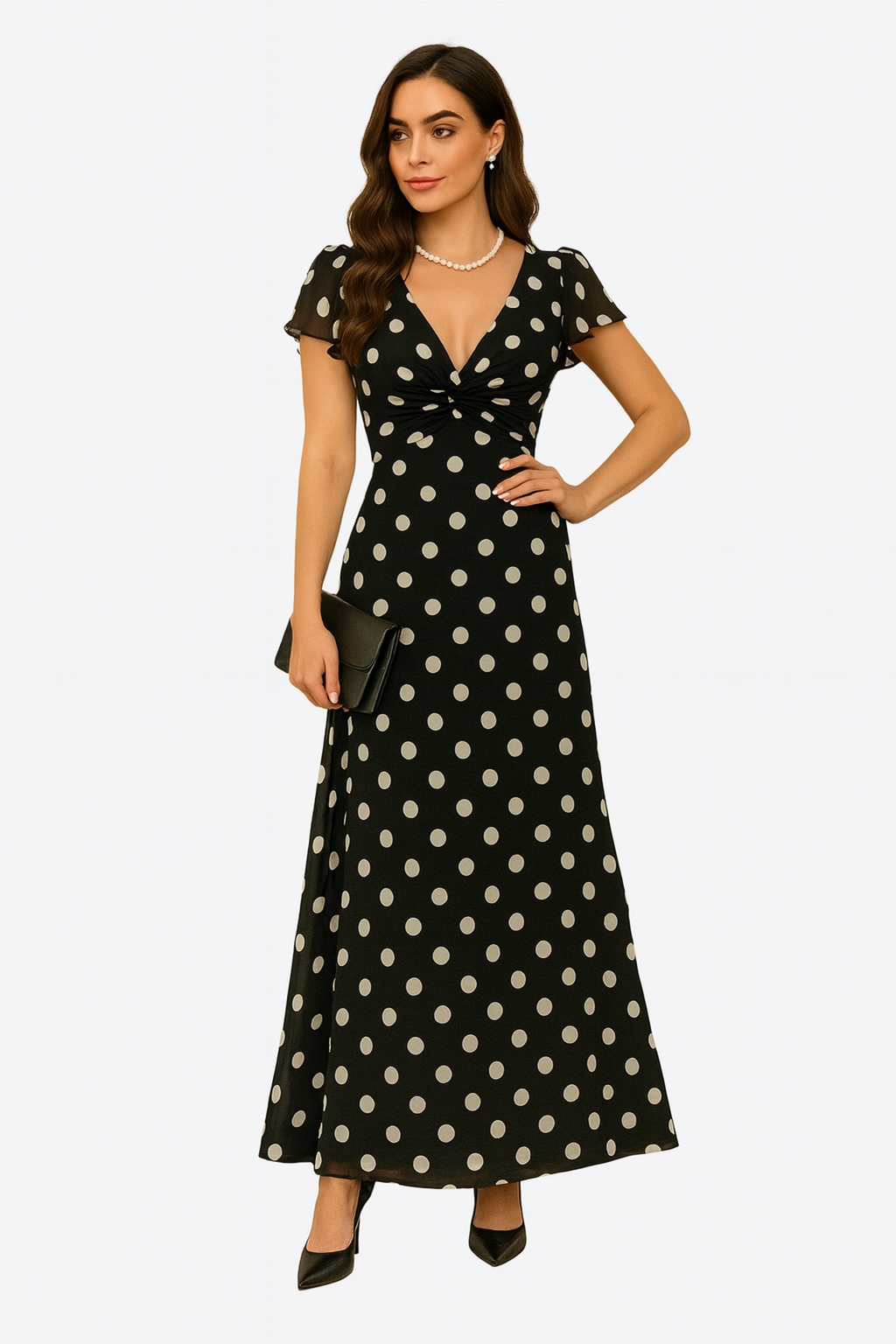 Vintage-Inspired Polka Dot Maxi Dress