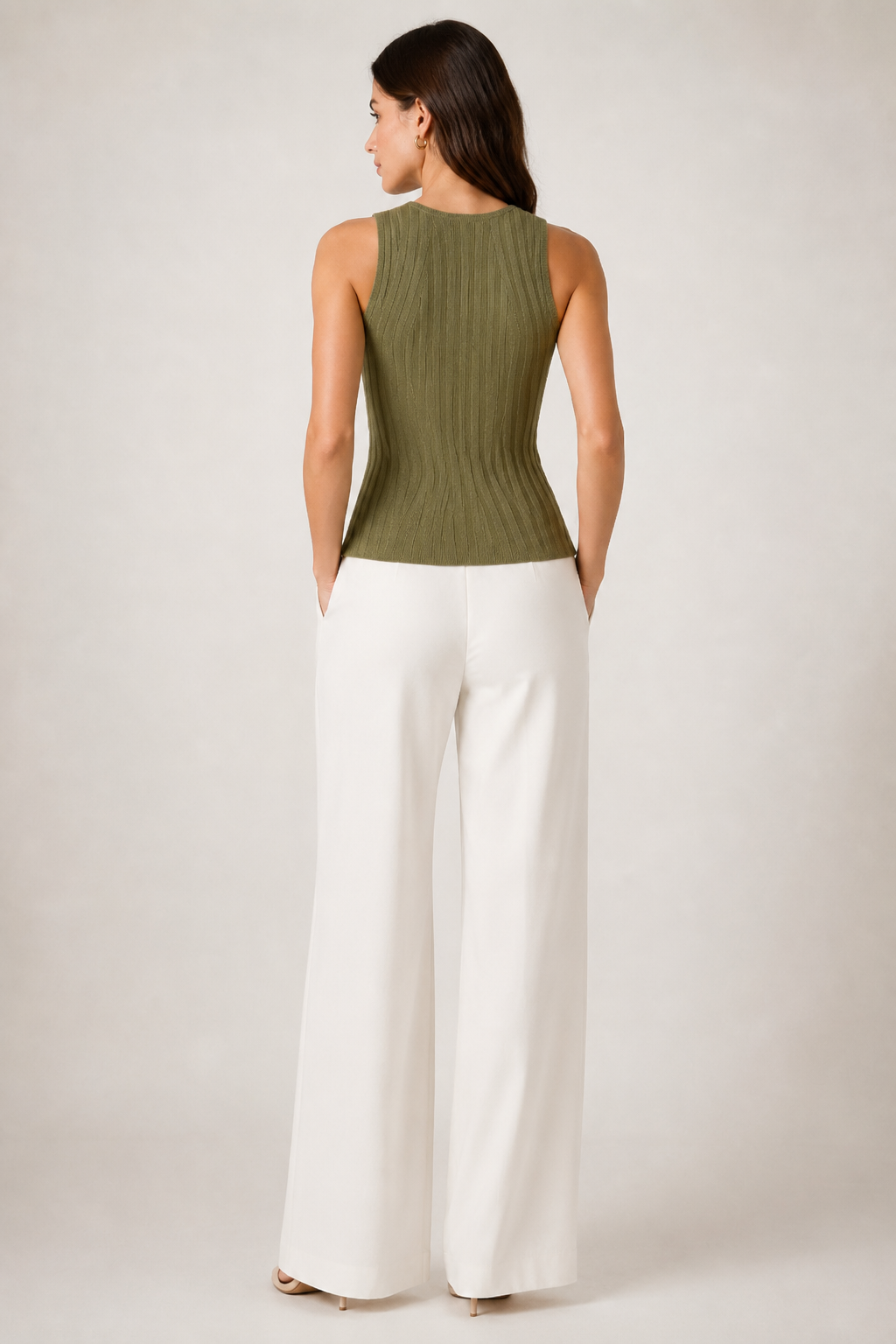Rib Knit Sleeveless Crew Neck Top