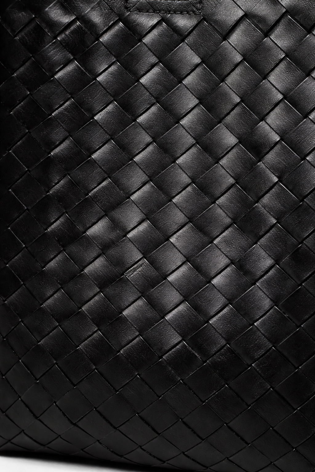 Woven Black Leather Tote Bag