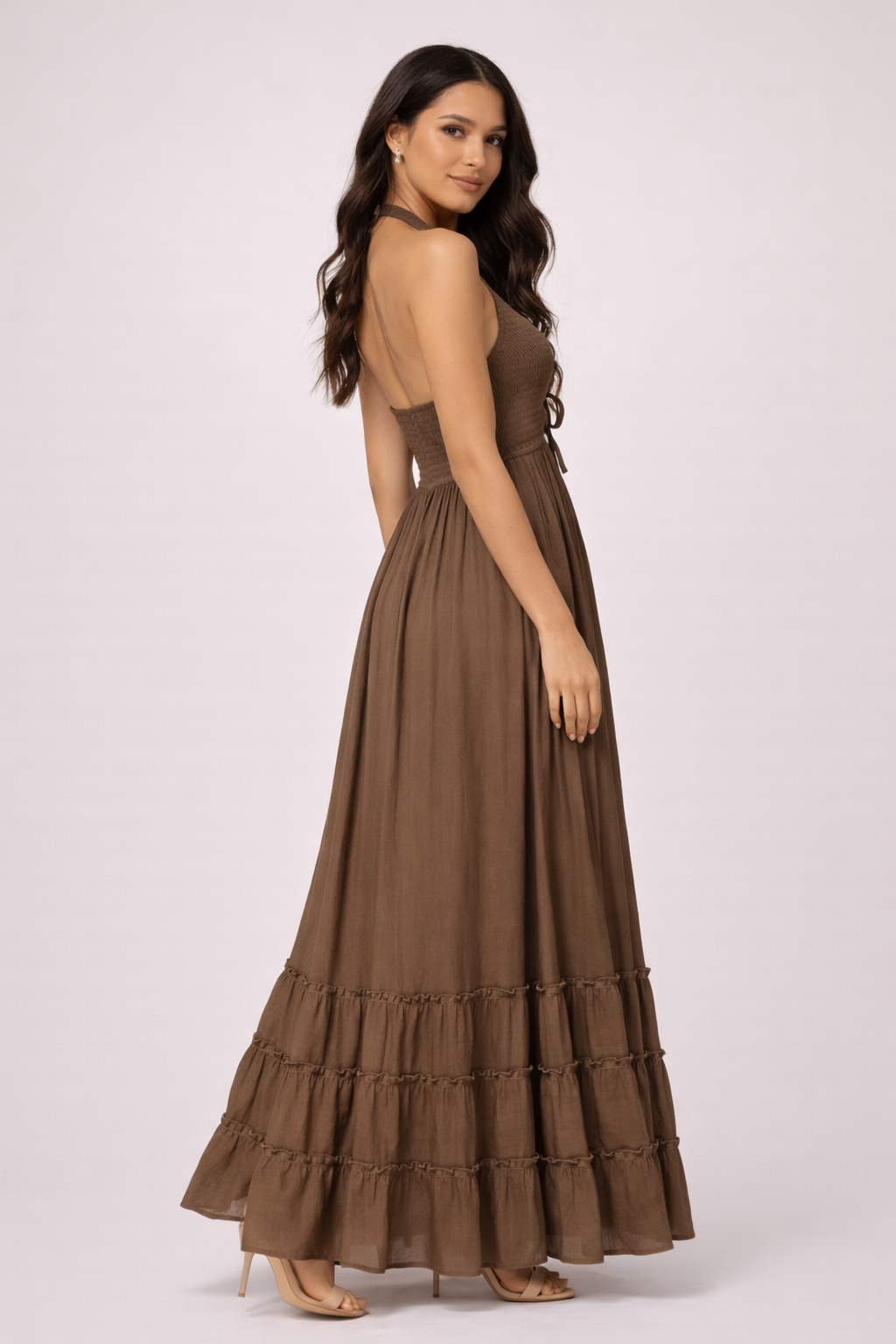 Chocolate Halter Maxi Dress