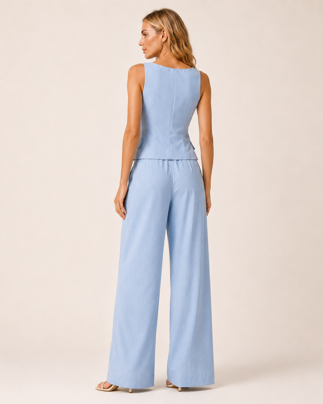 Tailored Linen Button Front Vest