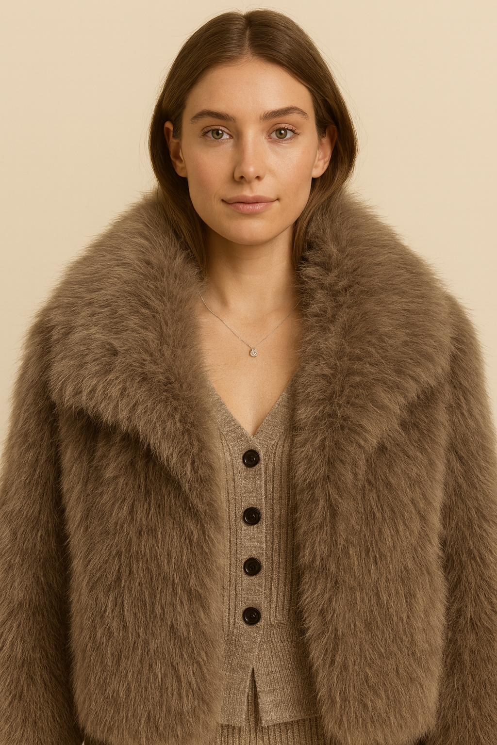 Luxe Faux Fur Cropped Jacket – Mocha