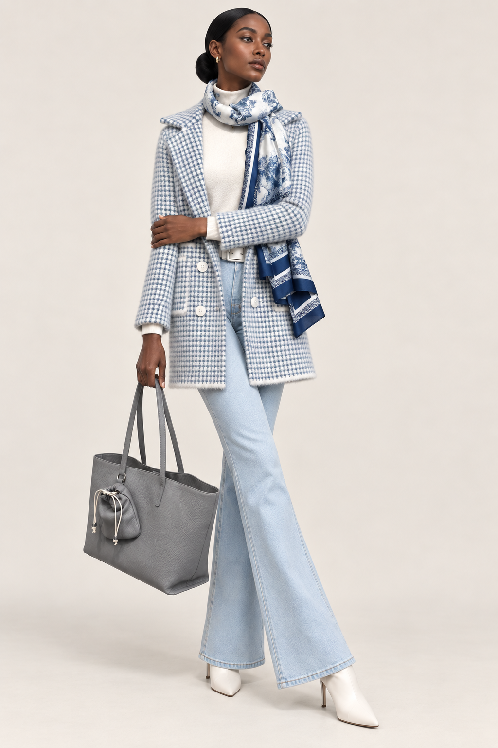 Powder Blue Plaid Coat