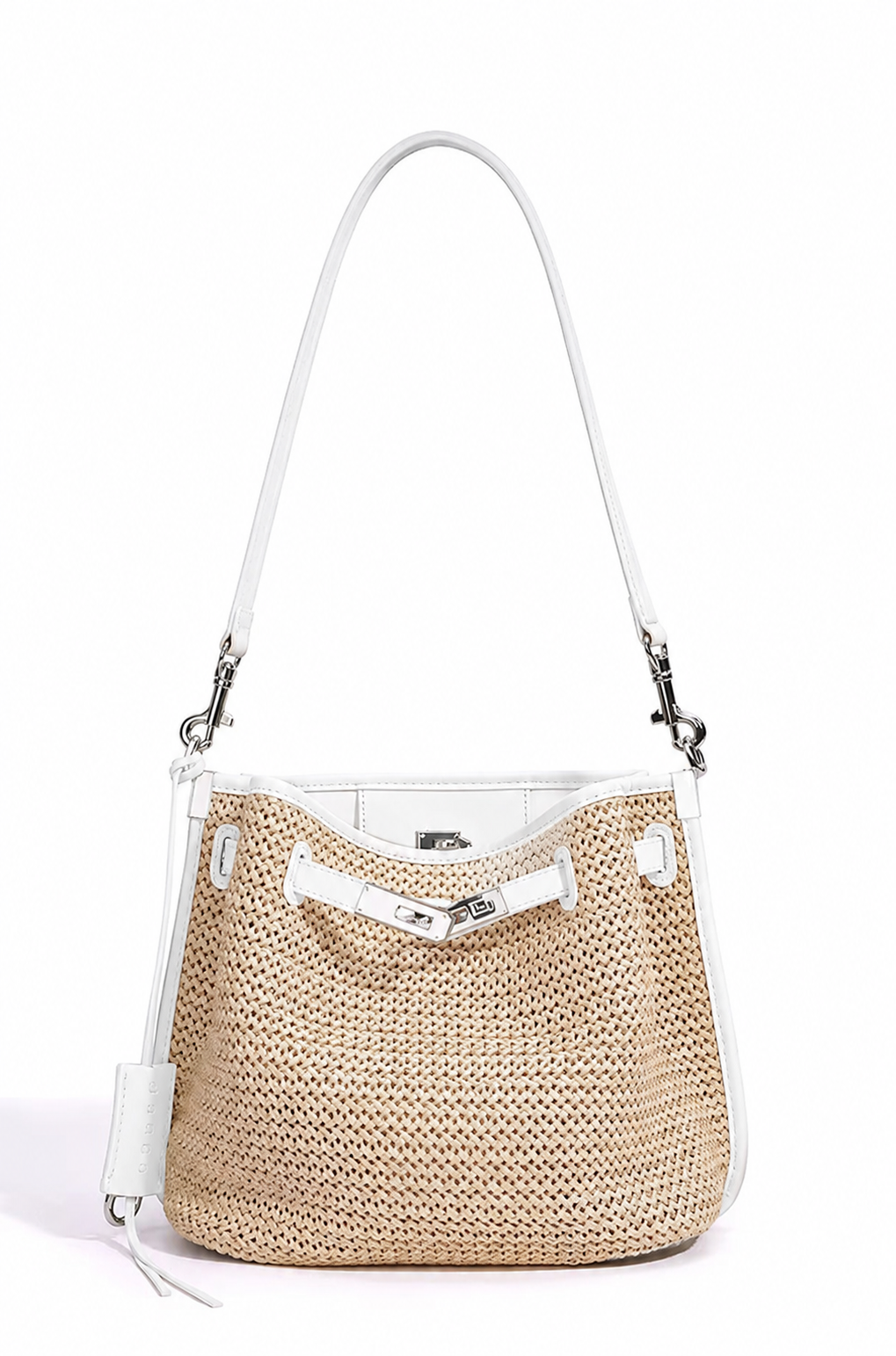 White Capri Woven Shoulder Bag