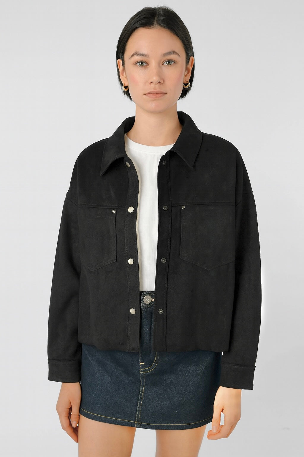 Patch Pocket Suede Jacket White