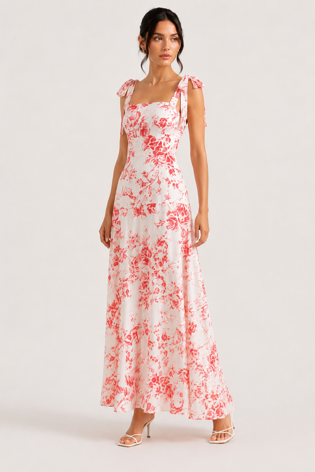 Blue Floral Tie-Shoulder Maxi Dress