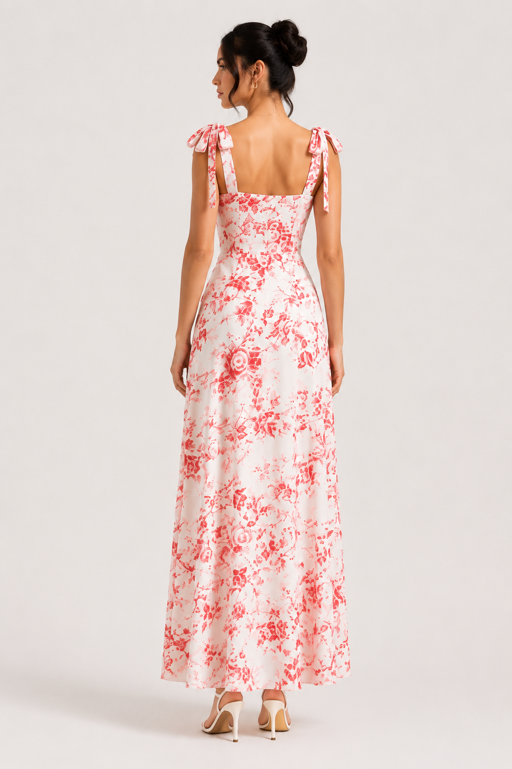Blue Floral Tie-Shoulder Maxi Dress