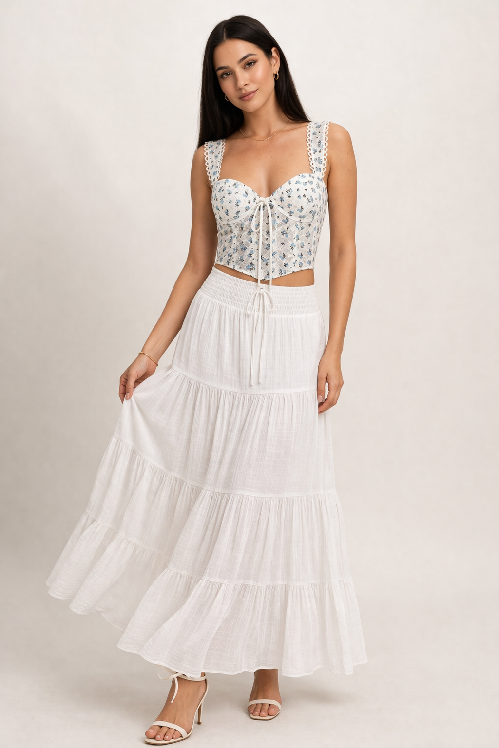 White Tiered Maxi Skirt