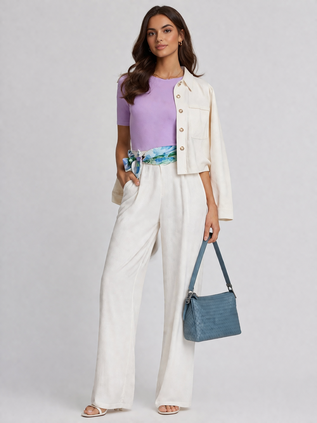 Relaxed Linen Blend Wide-Leg Pants