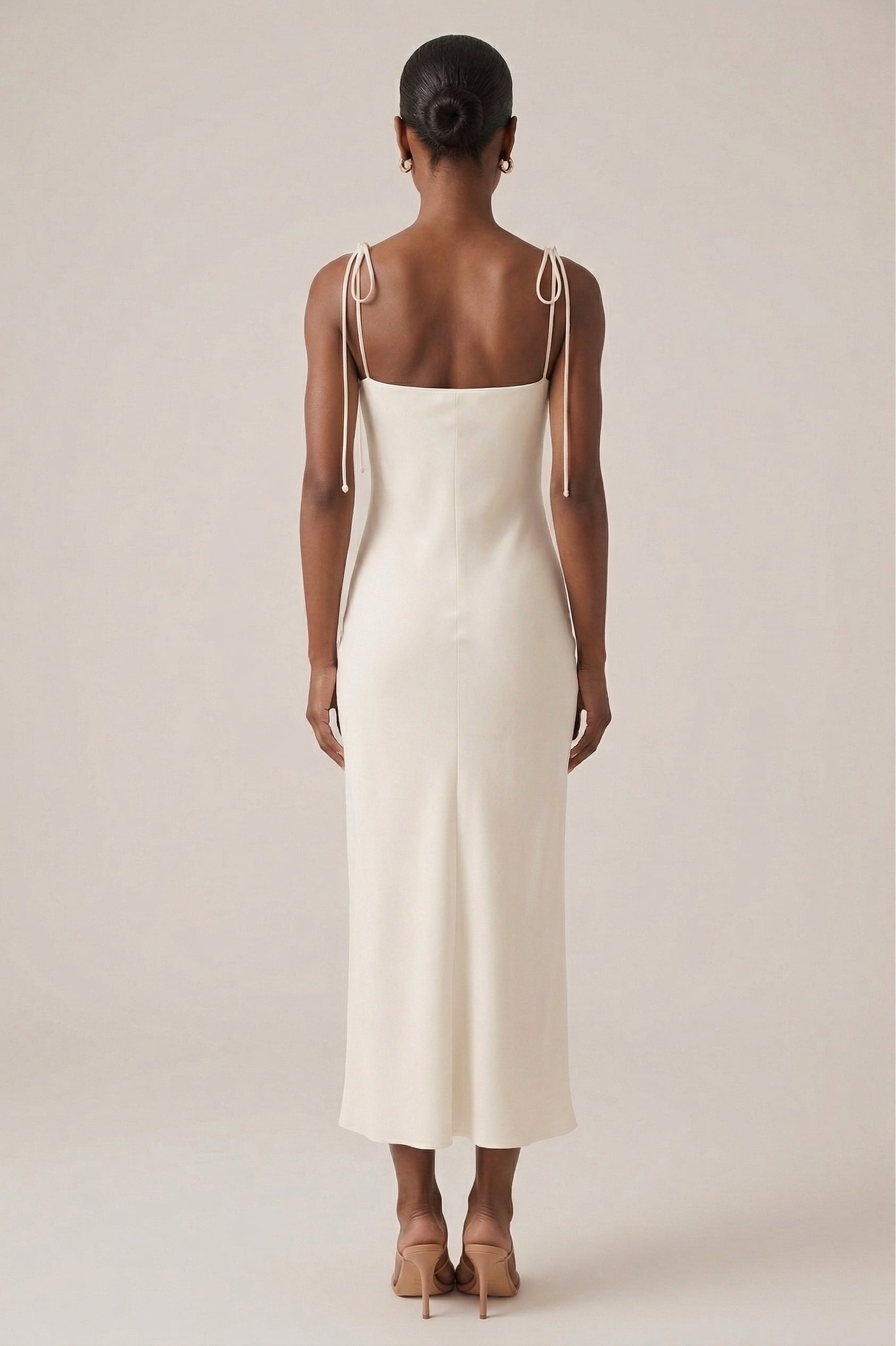 White Linen Maxi Dress with Tie Straps