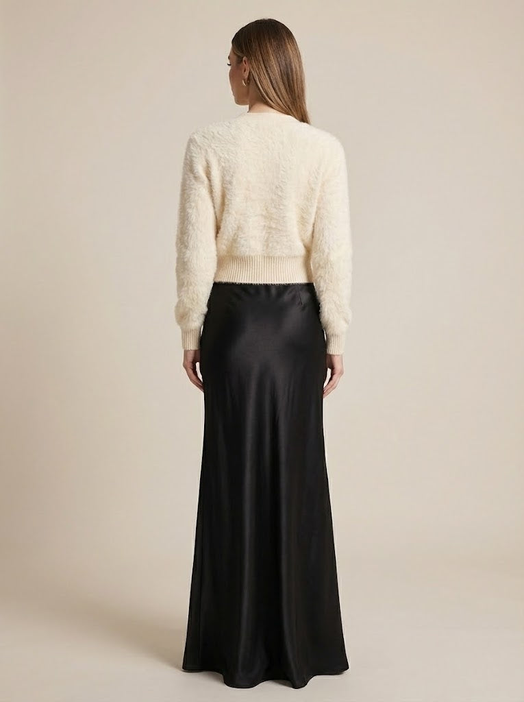 Fuzzy Button Cardigan