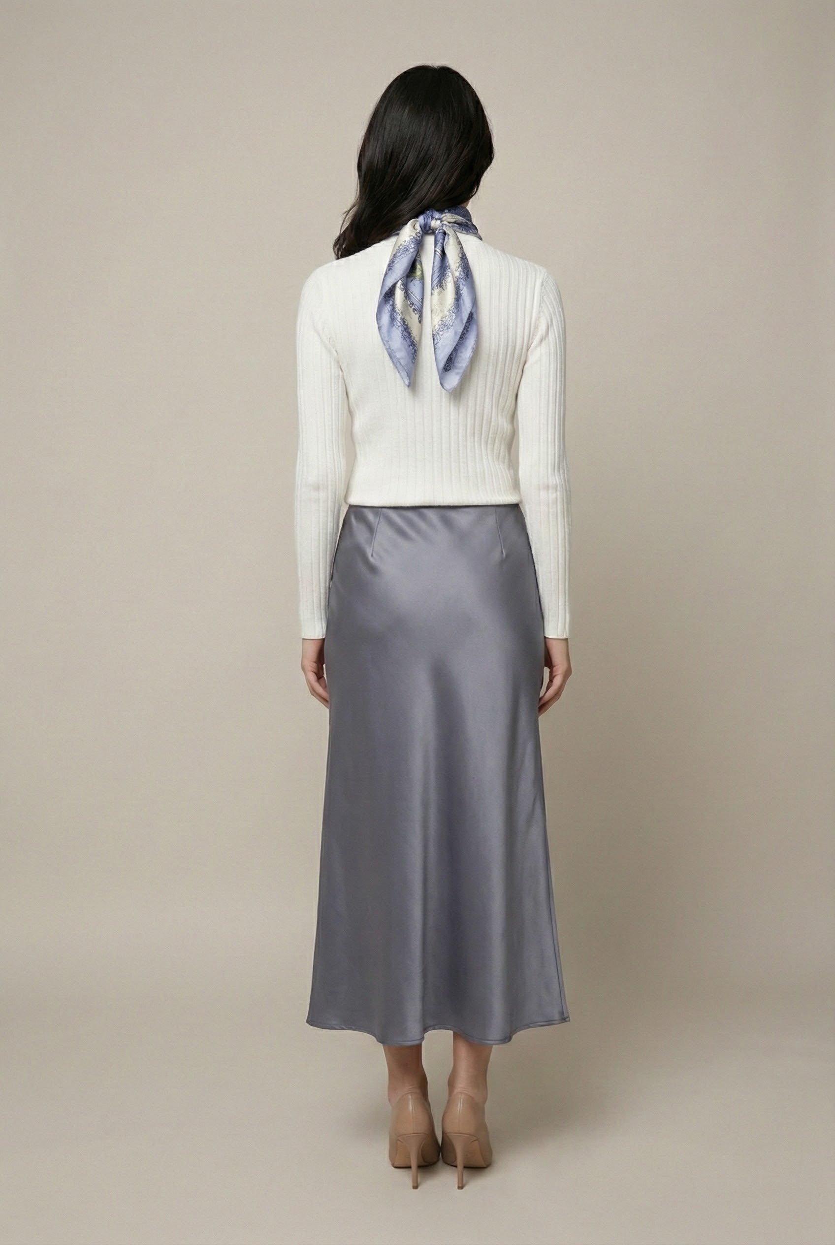 Silky A-Line Midi Skirt