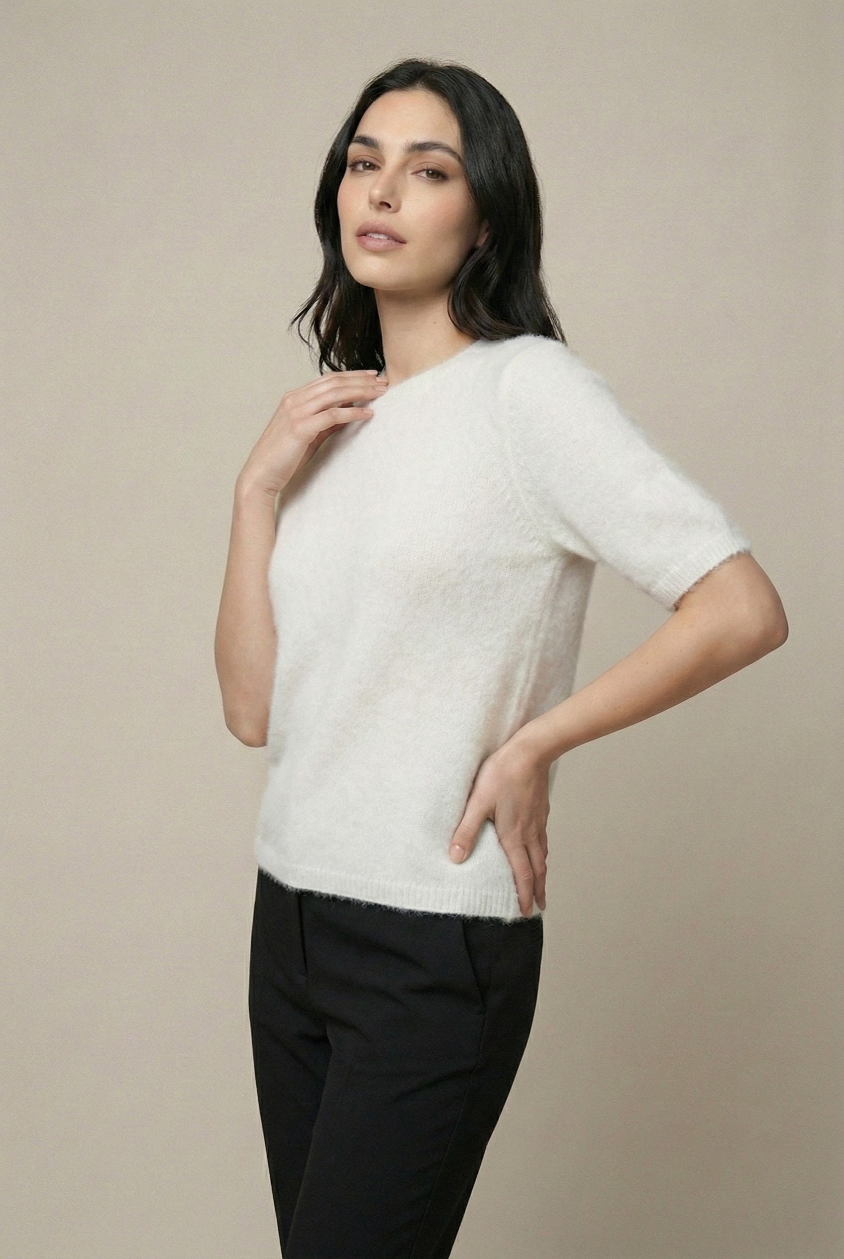 Soft Merino Wool Short Sleeve Sweater