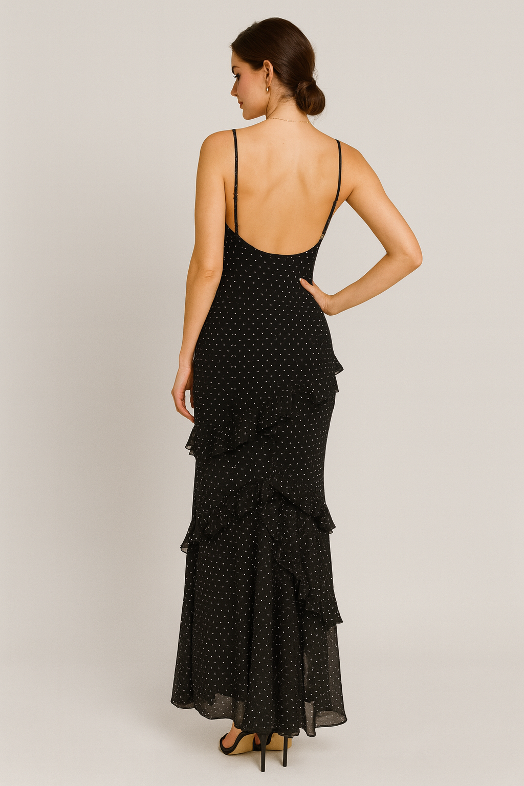 Polka Dot Ruffled Maxi Dress