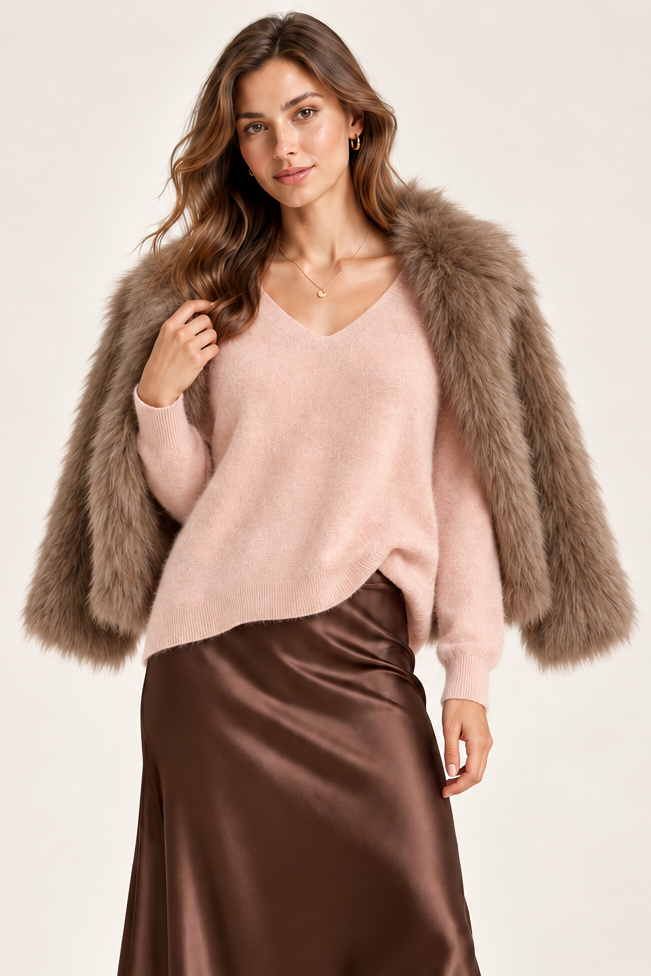 Cashmere-Wool Blend V-Neck Sweater