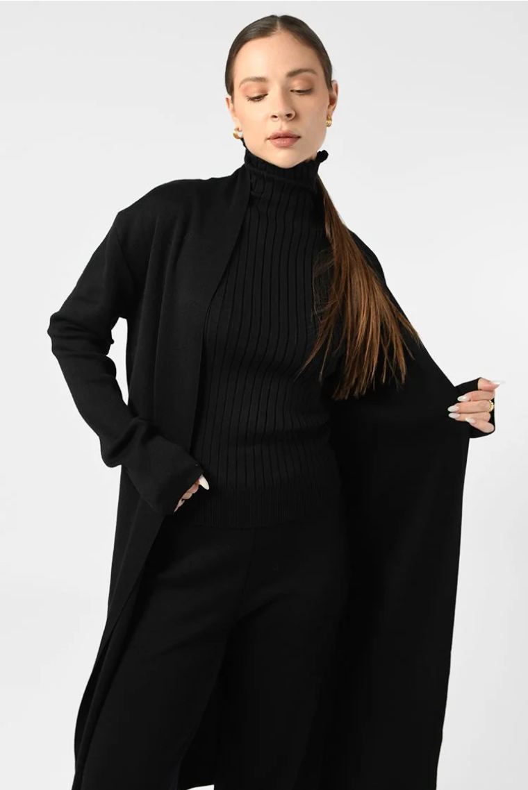 Black 3-Piece Knit Set