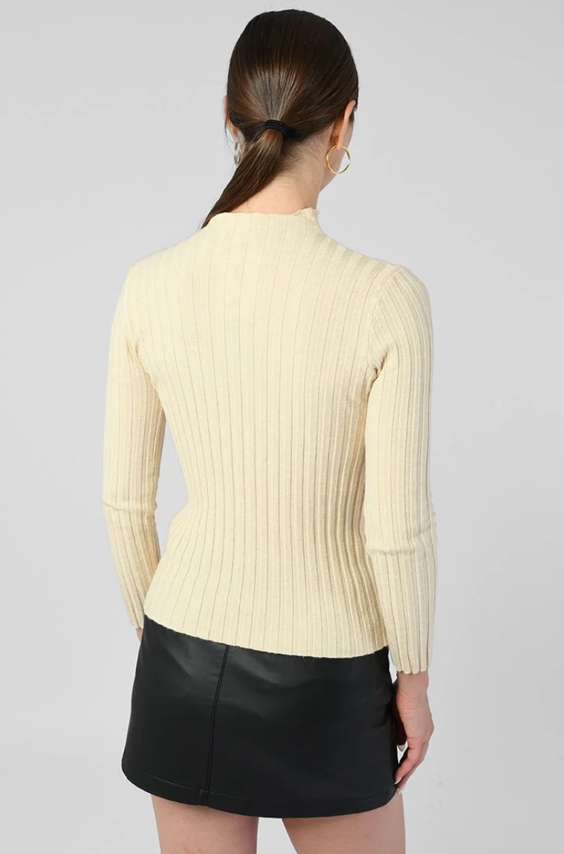 Mock Neck Ribbed Sweater - Sage