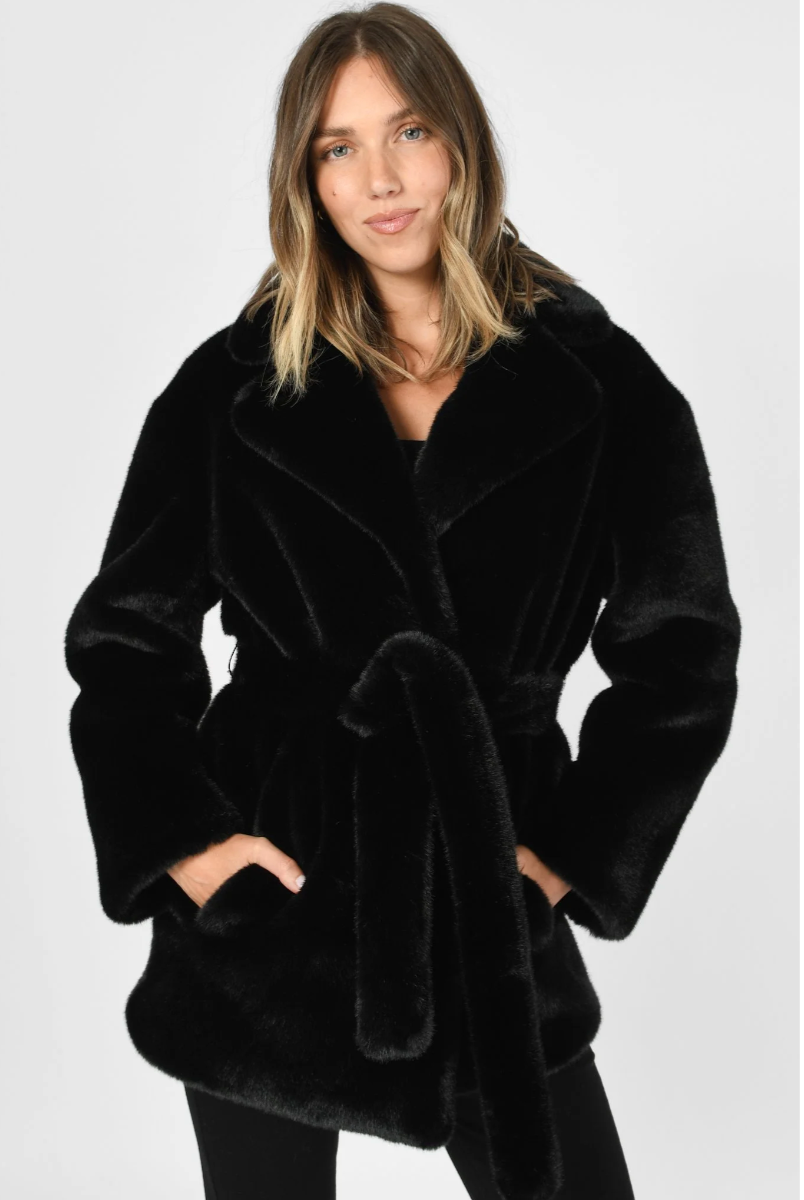 Belted Faux Fur Jacket