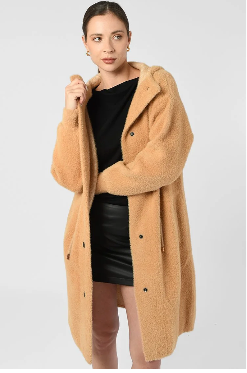 Hooded Snap Front Coat