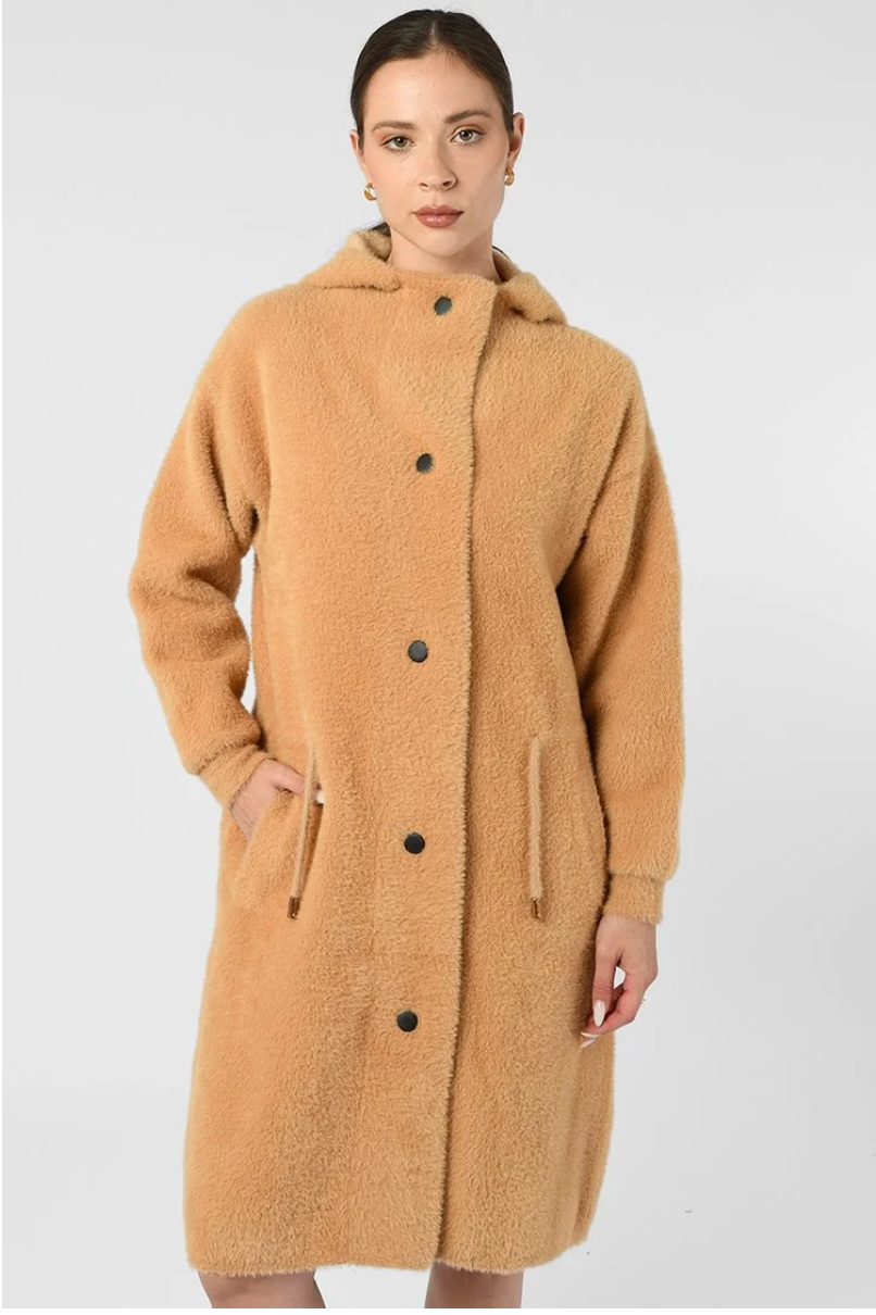 Hooded Snap Front Coat