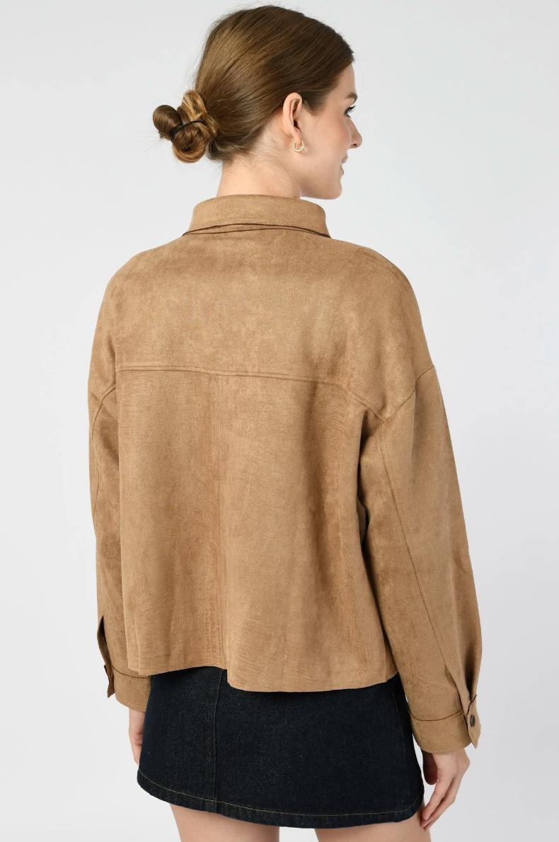 Patch Pocket Suede Jacket Sand