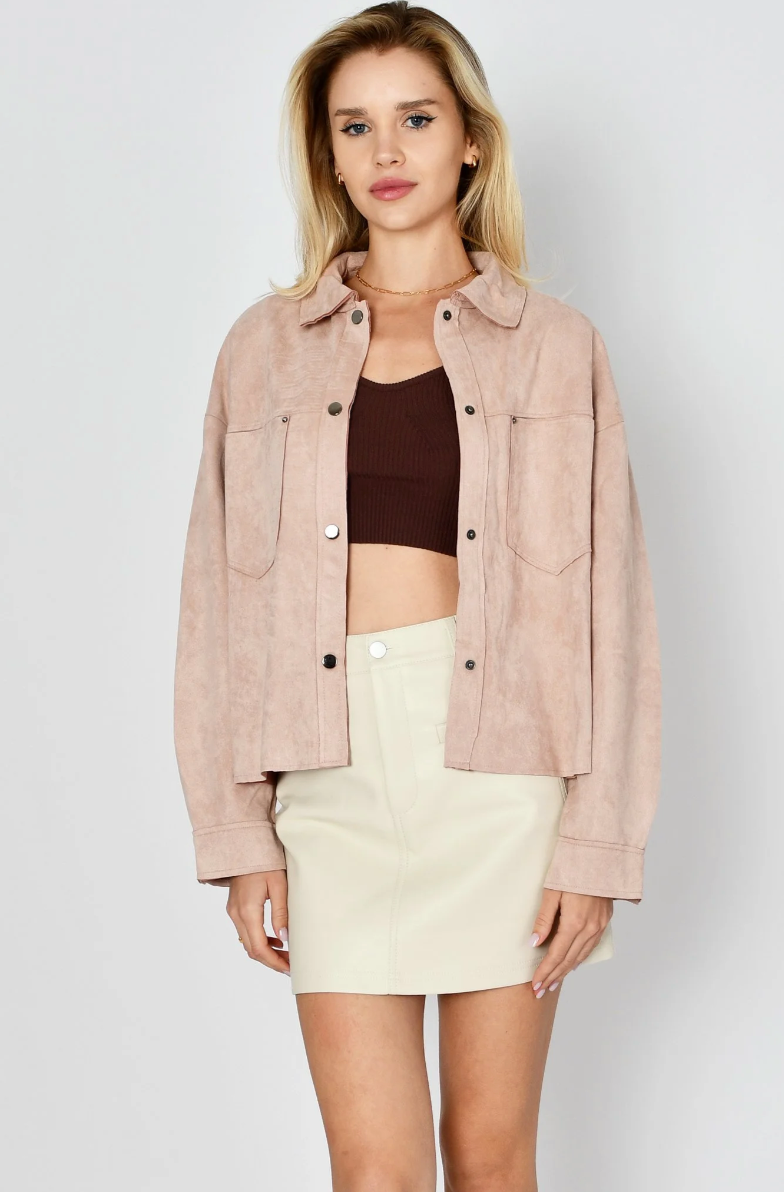 Patch Pocket Suede Jacket Sand