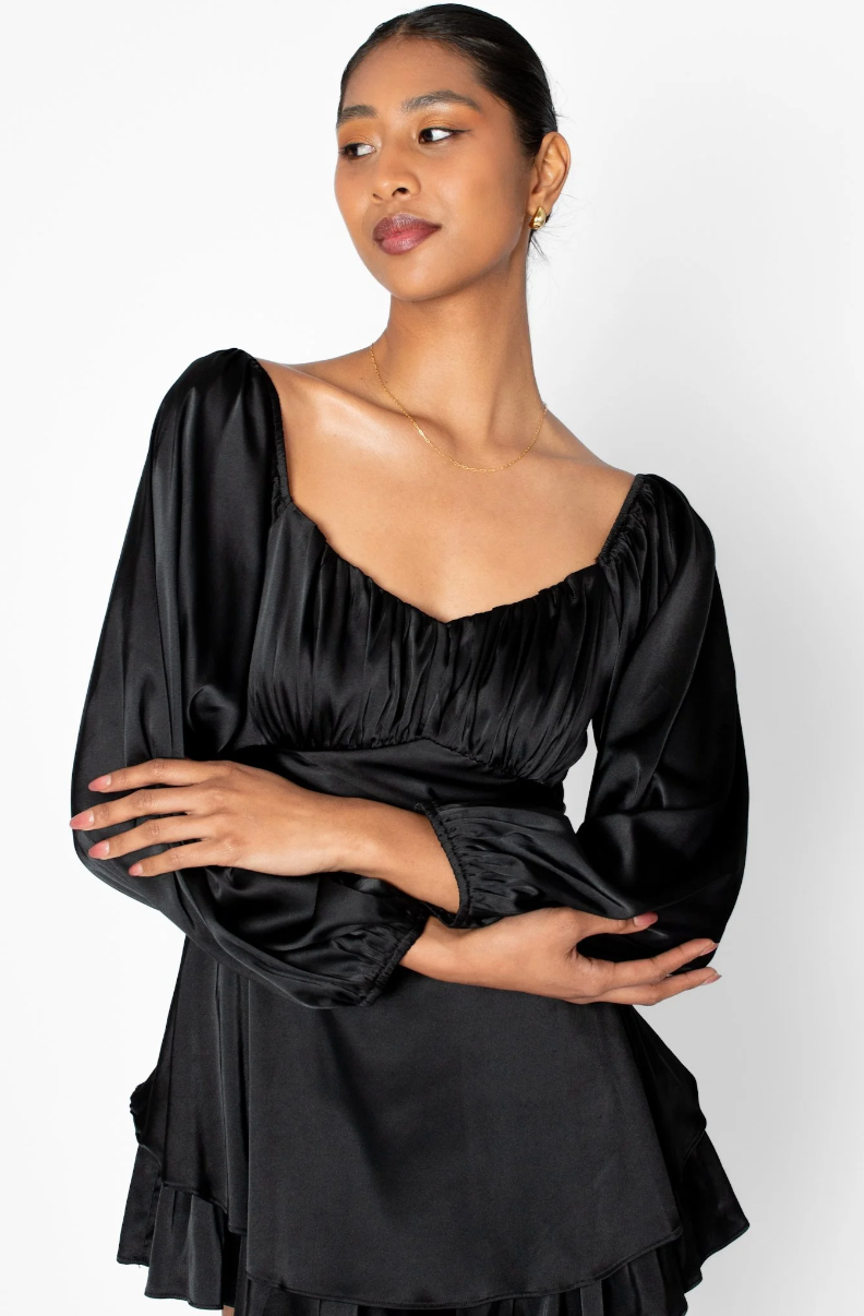 Elegant Black Satin Romper