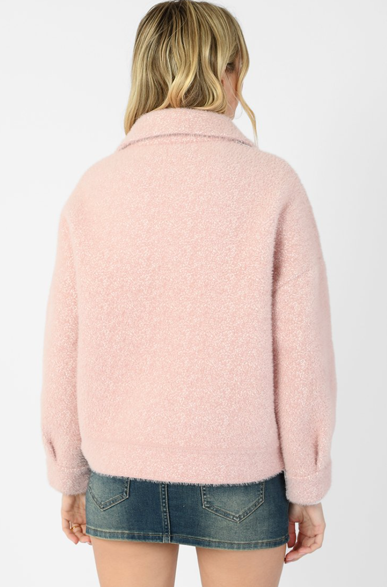 Soft Button Jacket Pink