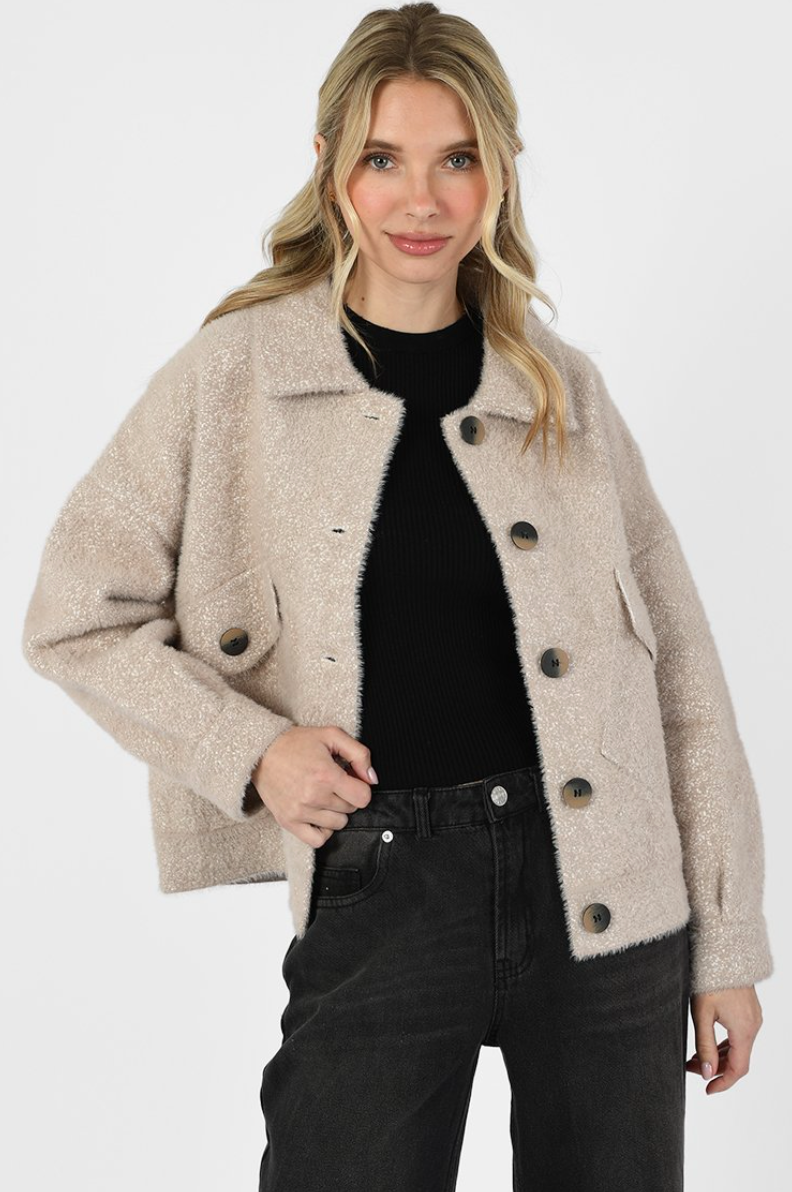 Soft Button Jacket Pink