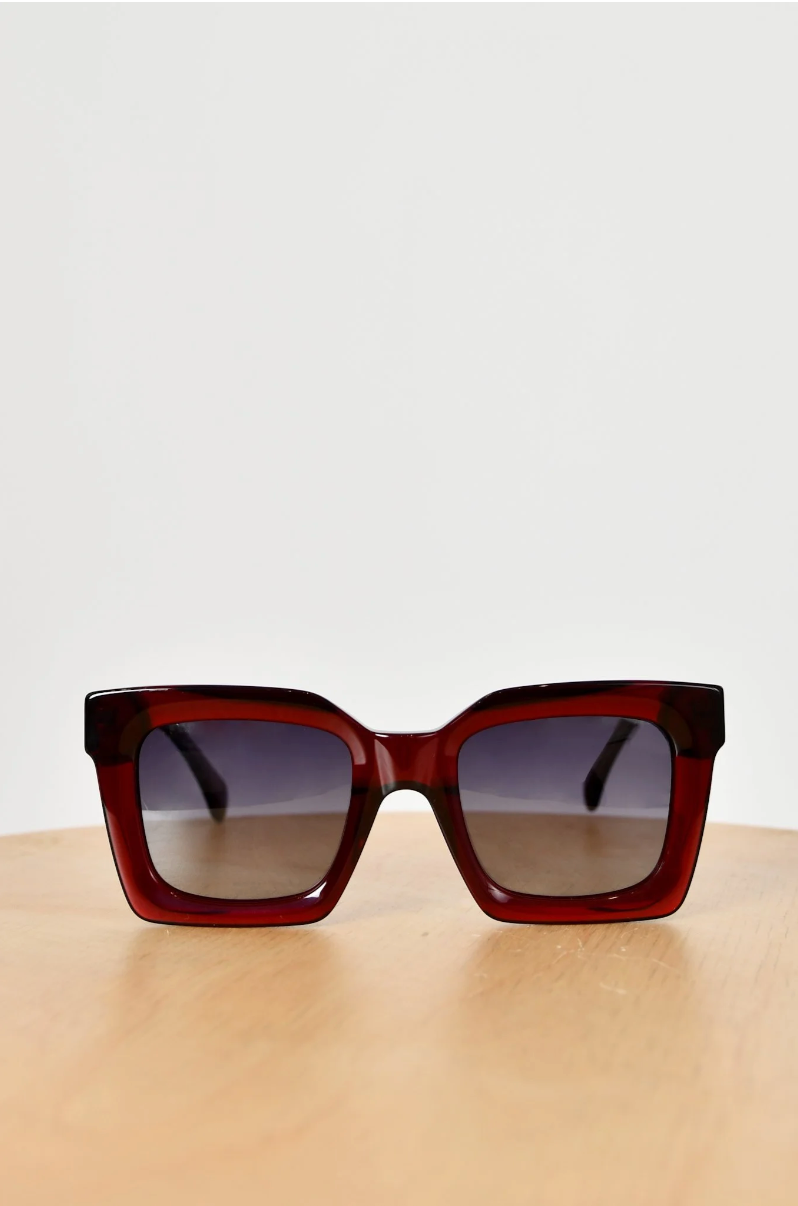 Red Acetate Gradient Lens Large Square Sunglasses