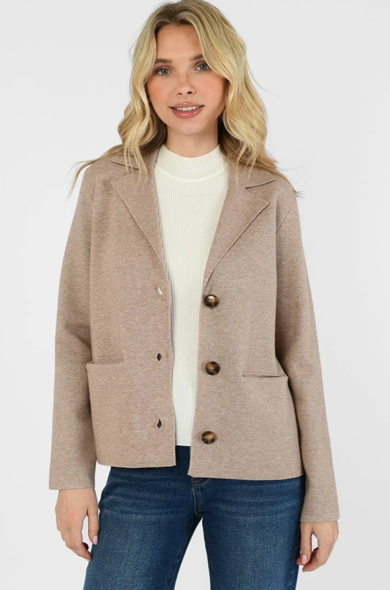Soft Yarn Knit Jacket Latte