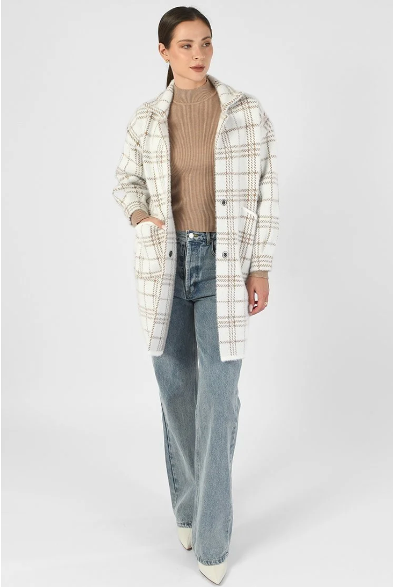 Oversized Plaid Coat – Free Size