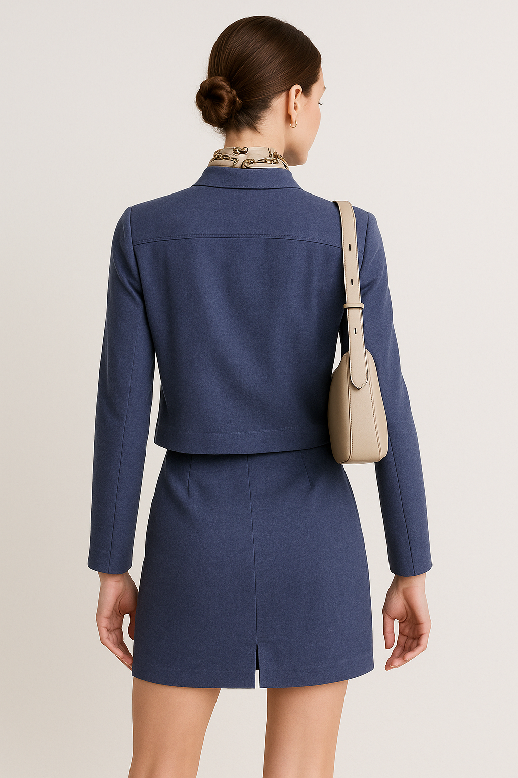 Navy Tailored Linen Skirt