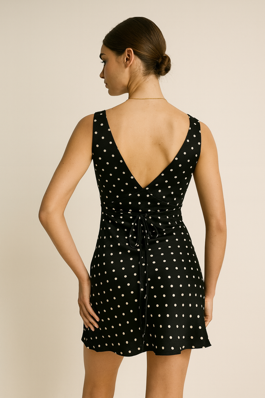 Polka Dot Satin Mini Dress