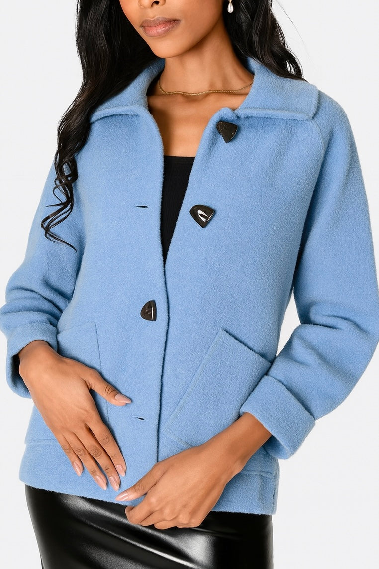 Unique Buttons Jacket Blue