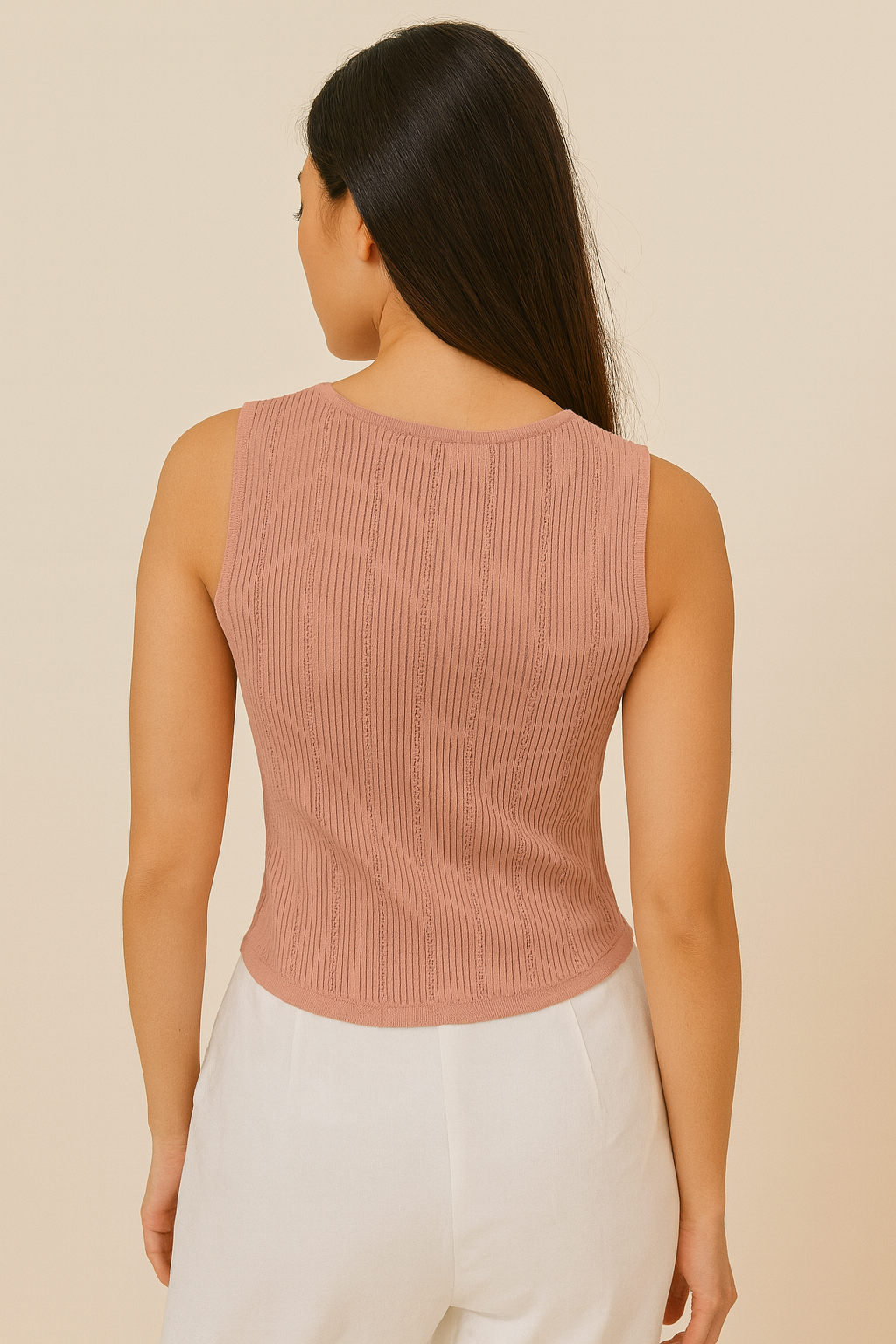 Pointelle Sleeveless Knit Tank