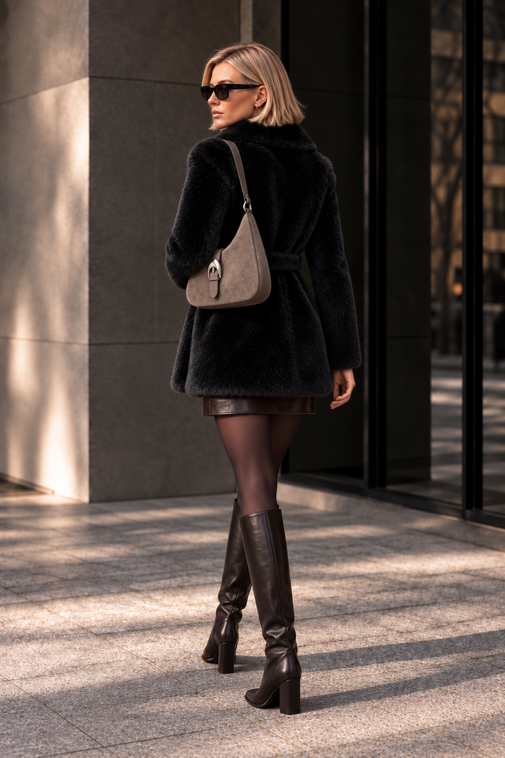 Belted Faux Fur Jacket