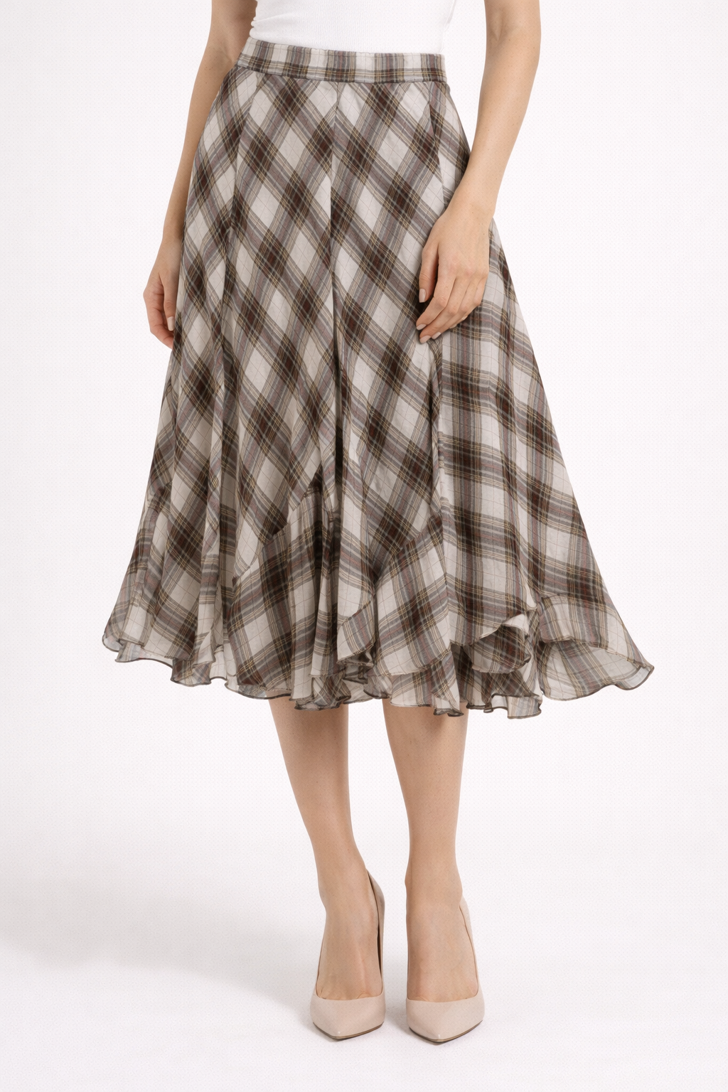 Plaid Midi Skirt