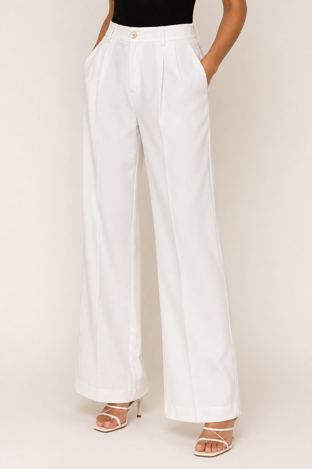Relaxed Linen Blend Wide-Leg Pants