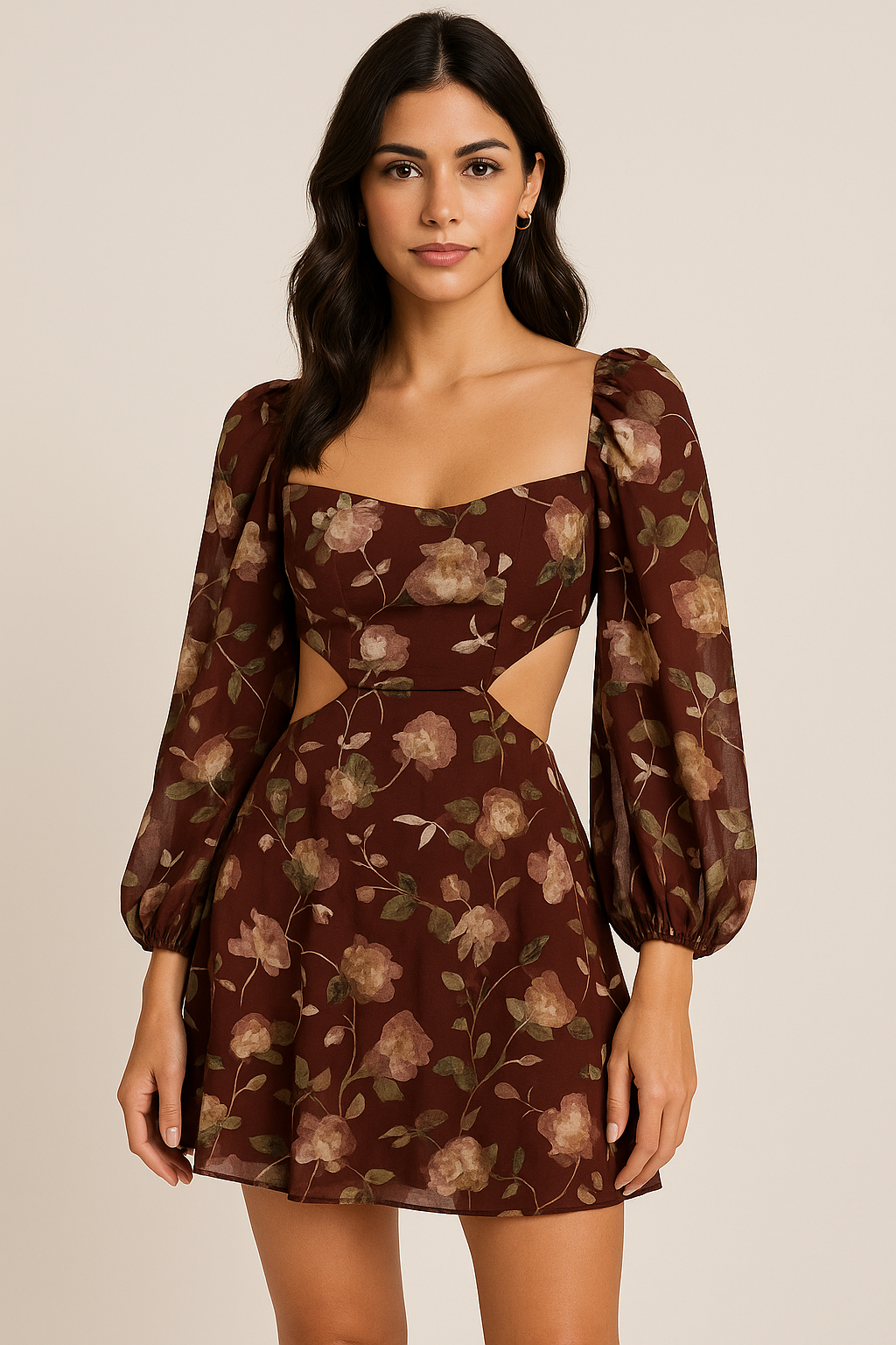 Romantic Bloom Cut-Out Mini Dress