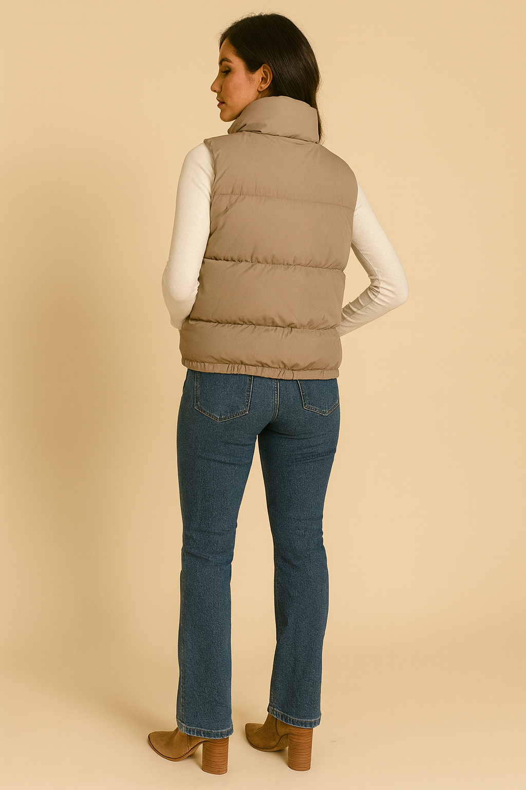 Puffer Vest in Taupe