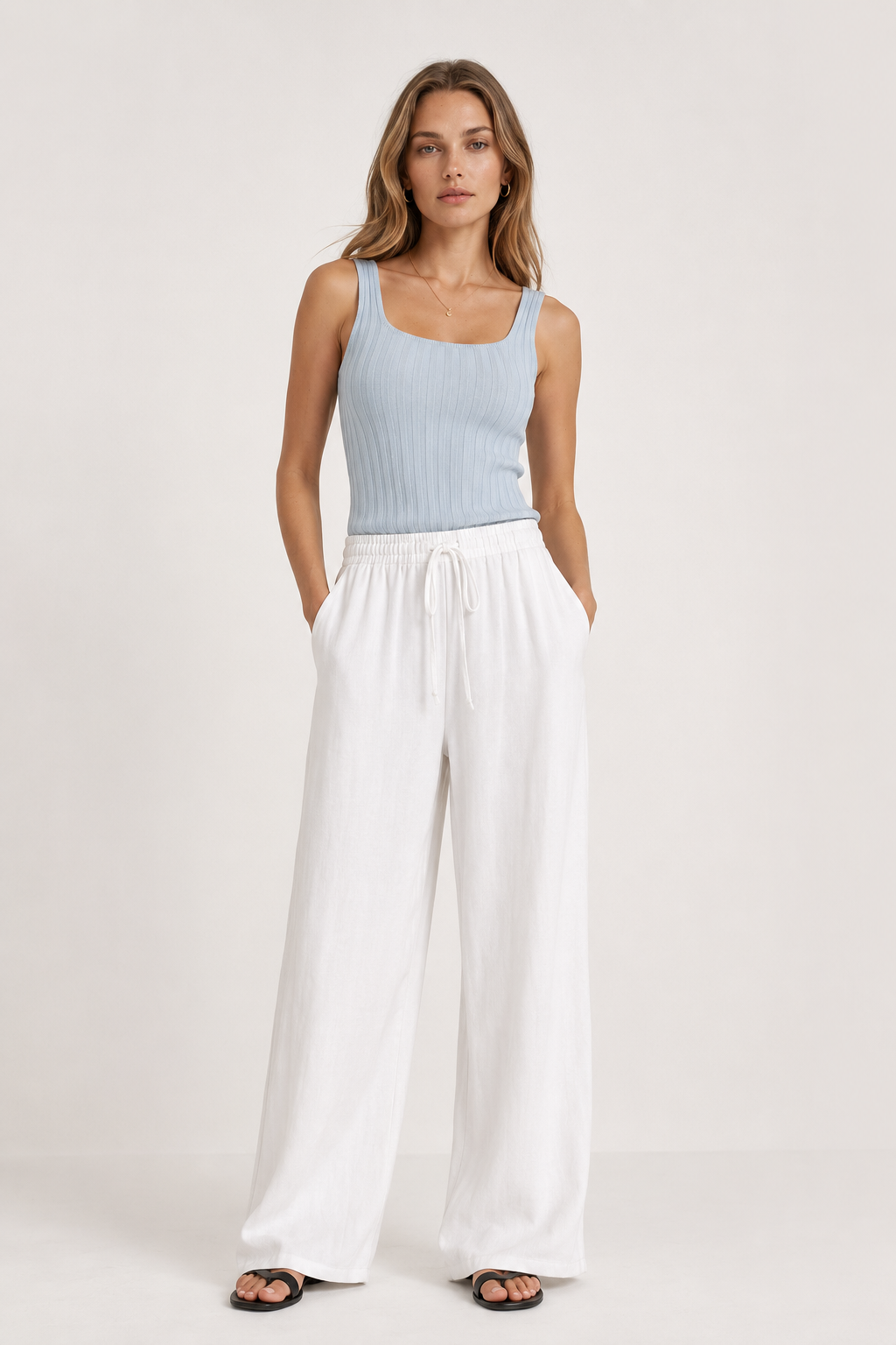 Breathable Wide-Leg Drawstring Trousers