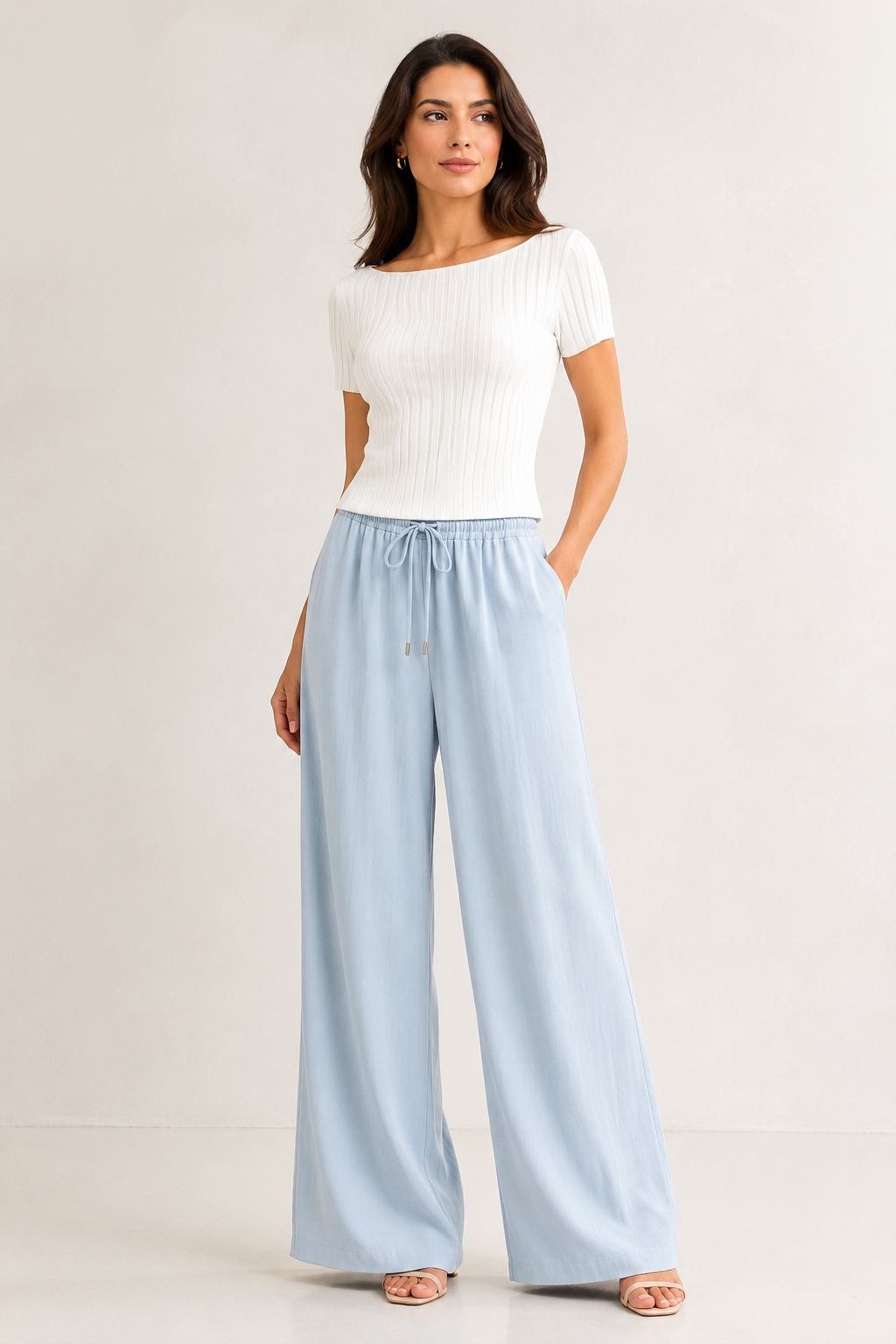 Breathable Wide-Leg Drawstring Trousers