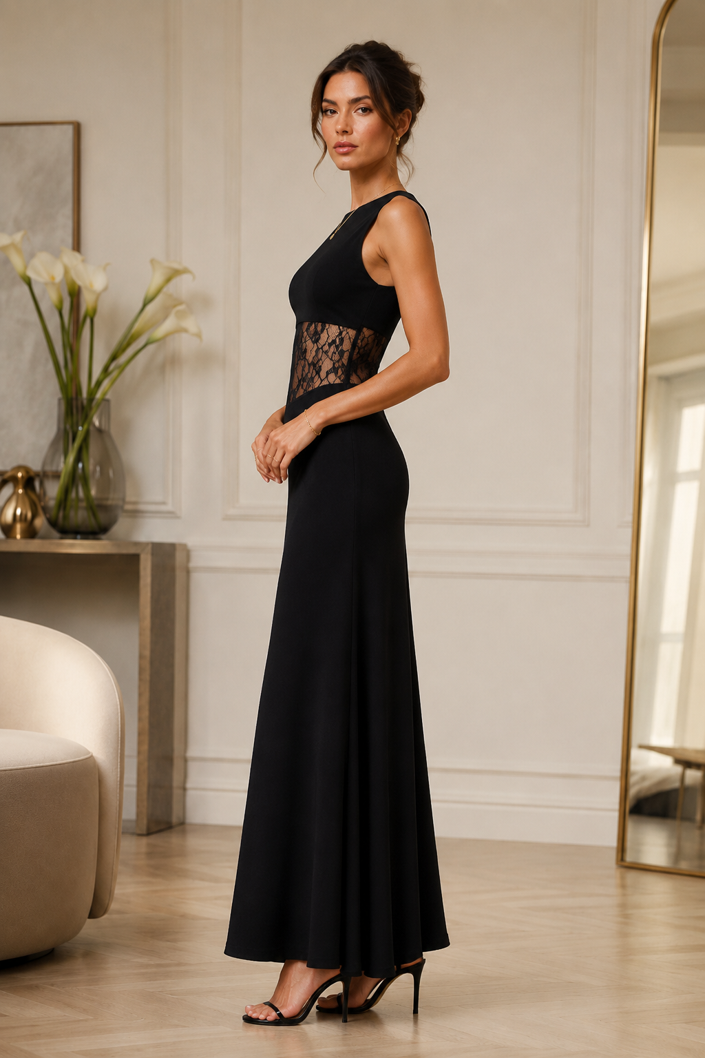 Lace Waist Maxi Dress