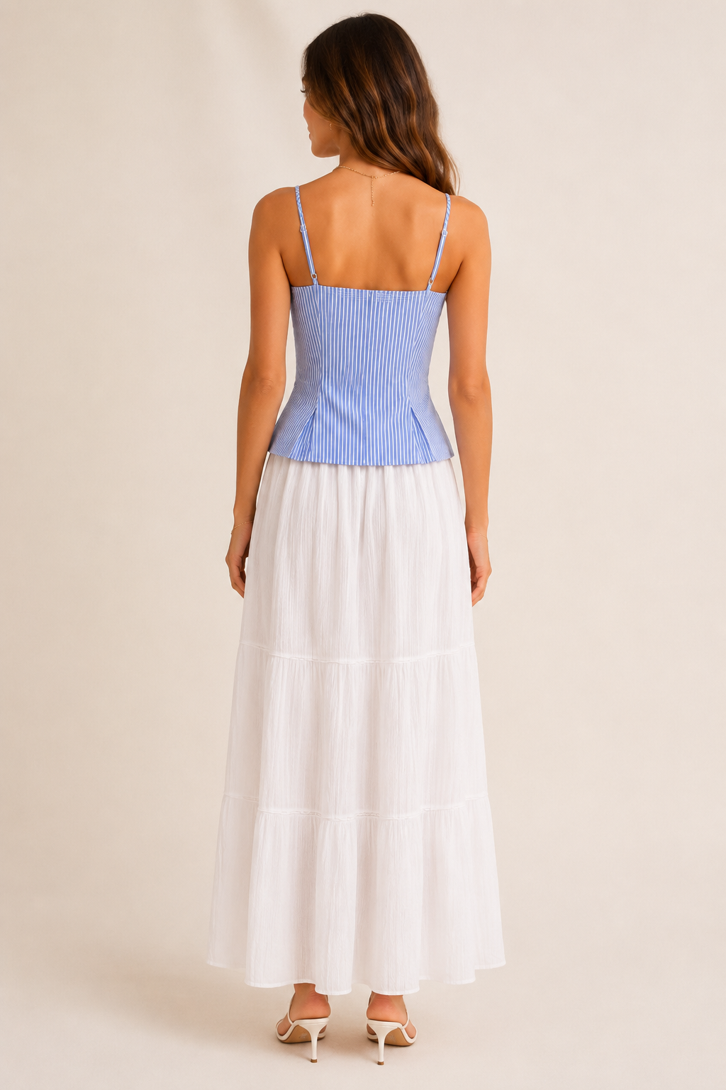 Blue Stripe Corset-Inspired Cami Top
