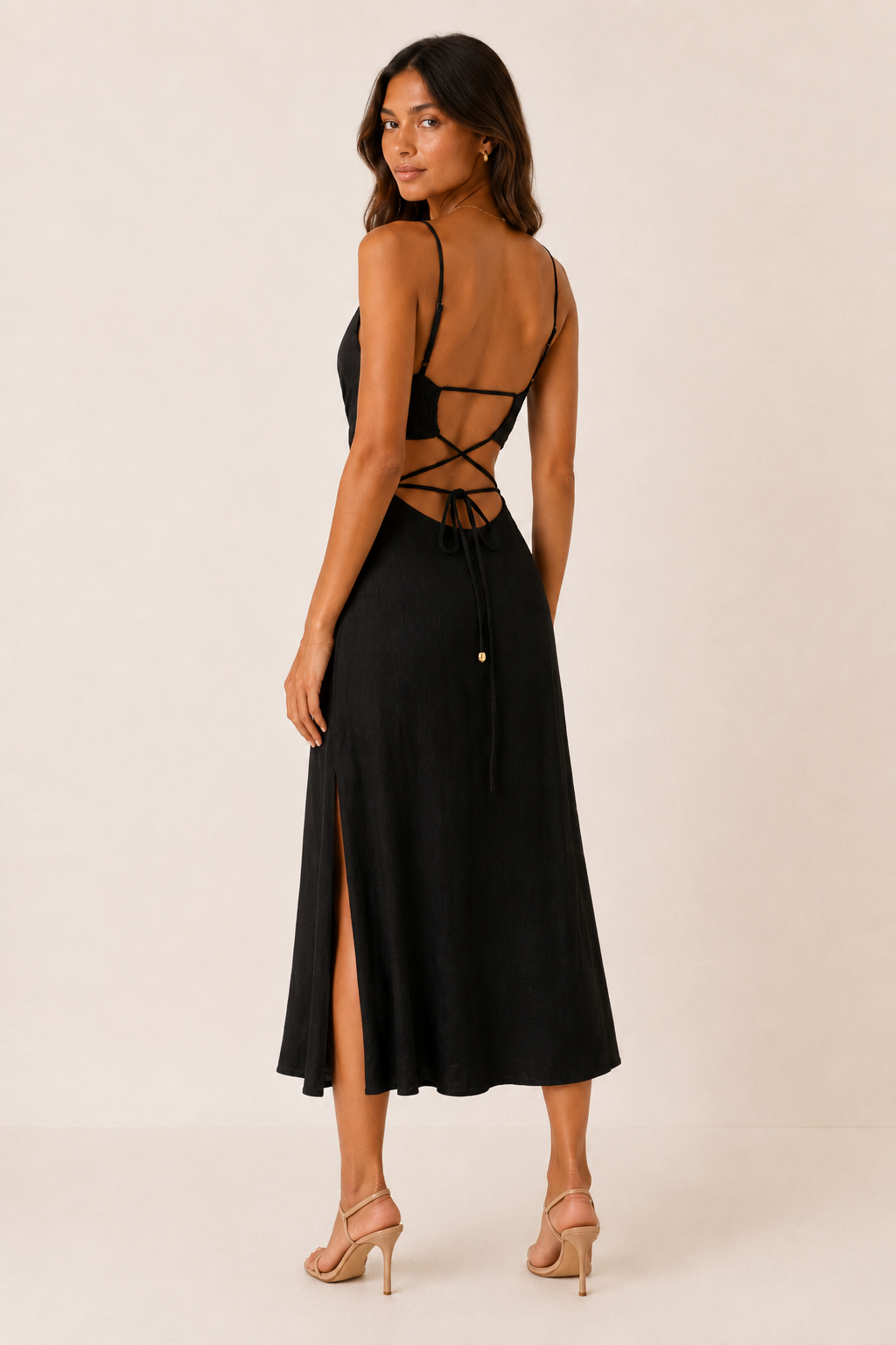 Linen Cut-Out Maxi Dress