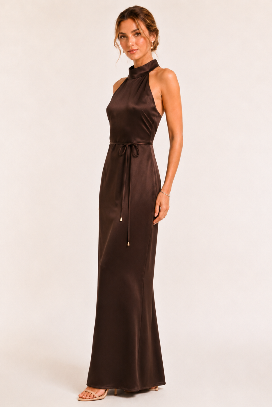 Halter Satin Maxi Dress